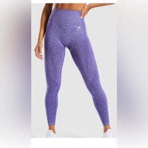 Gymshark Vital Seamless Leggings Size L Indigo Marl Purple 7/8 Length Stretch